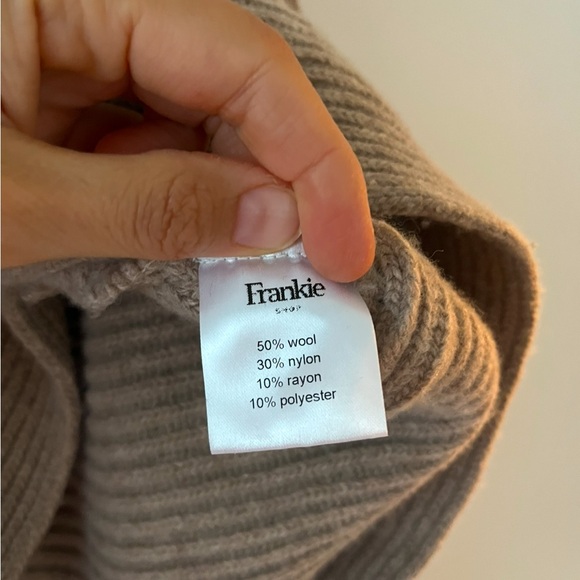 FRANKIE SHOP WOOL BLEND RIBBED CRISS CROSS SWEATER IN OATMEAL SIZE S - Picture 6 of 7